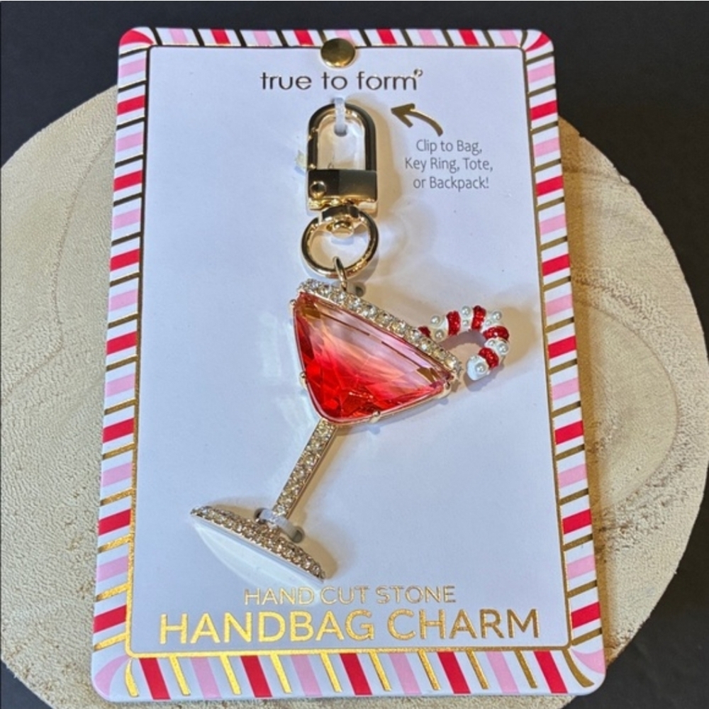 ✨️🍬NWT TRUE TO FORM CANDY CANE MARTINI BAG CHARM/ KEY CHAIN🍬✨️